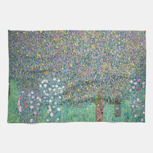 Gustav Klimt _ Rosebushes under the Trees Kitchen Towel