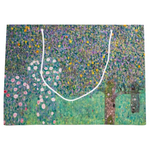 Gustav Klimt _ Rosebushes under the Trees Large Gift Bag