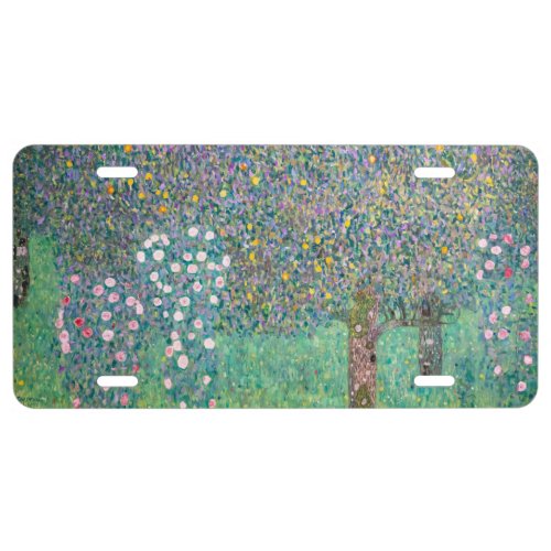 Gustav Klimt _ Rosebushes under the Trees License Plate