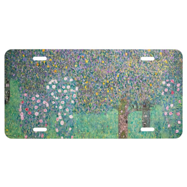 Gustav Klimt - Rosebushes under the Trees License Plate (Front)