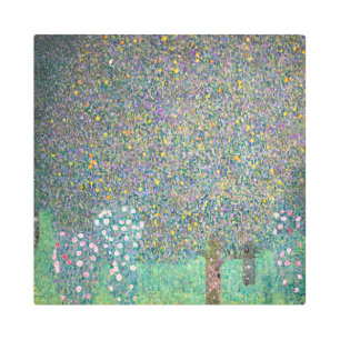 Gustav Klimt - Rosebushes under the Trees Metal Print