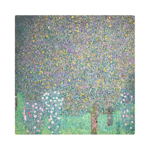Gustav Klimt _ Rosebushes under the Trees Metal Print