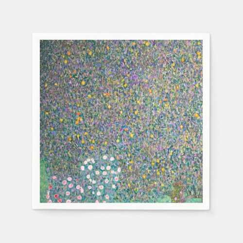 Gustav Klimt _ Rosebushes under the Trees Napkins