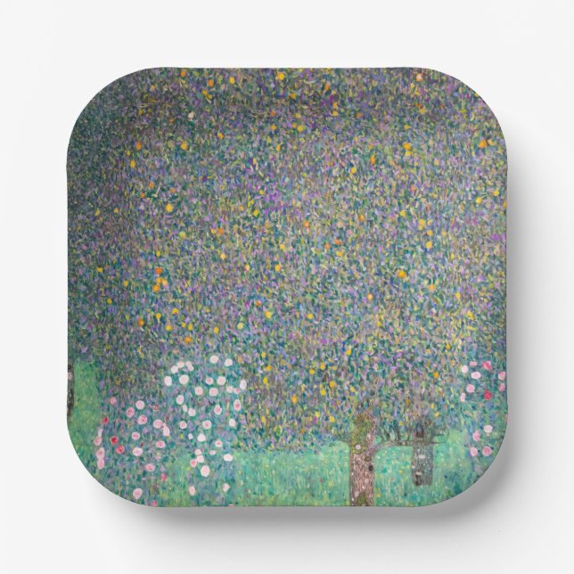 Gustav Klimt - Rosebushes under the Trees Paper Plates (Front)