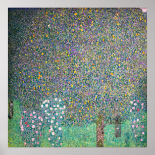 Gustav Klimt - Rosebushes under the Trees Poster