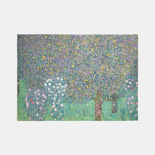 Gustav Klimt _ Rosebushes under the Trees Rug