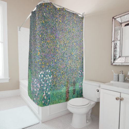 Gustav Klimt _ Rosebushes under the Trees Shower Curtain