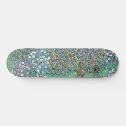 Gustav Klimt _ Rosebushes under the Trees Skateboard