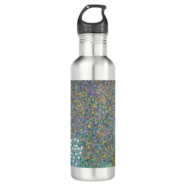 Gustav Klimt - Rosebushes under the Trees Stainless Steel Water Bottle (Front)
