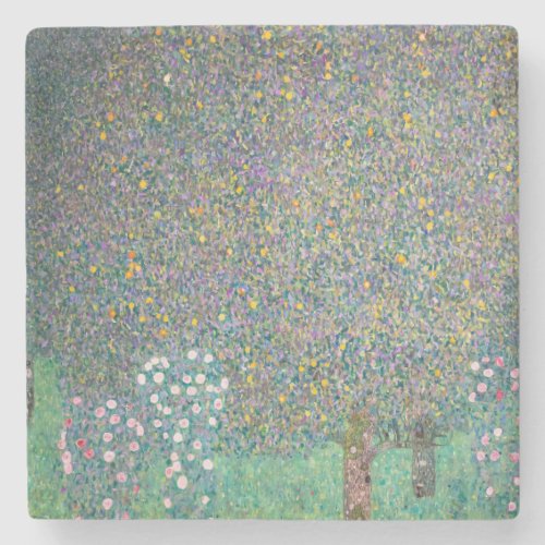 Gustav Klimt _ Rosebushes under the Trees Stone Coaster