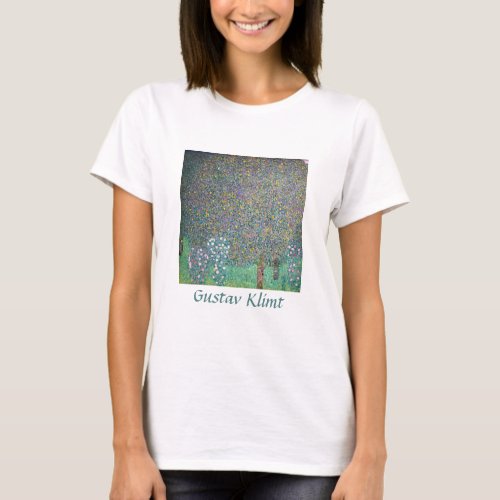 Gustav Klimt _ Rosebushes under the Trees T_Shirt