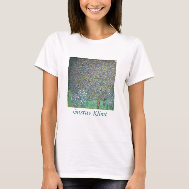 Gustav Klimt - Rosebushes under the Trees T-Shirt (Front)