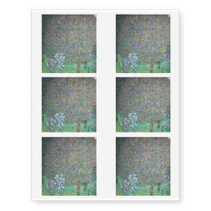 Gustav Klimt - Rosebushes under the Trees Temporary Tattoos