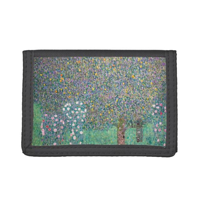 Gustav Klimt - Rosebushes under the Trees Trifold Wallet (Front)