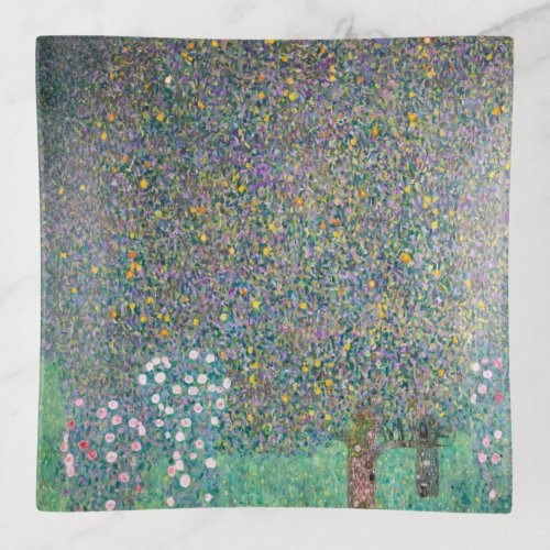 Gustav Klimt _ Rosebushes under the Trees Trinket Tray