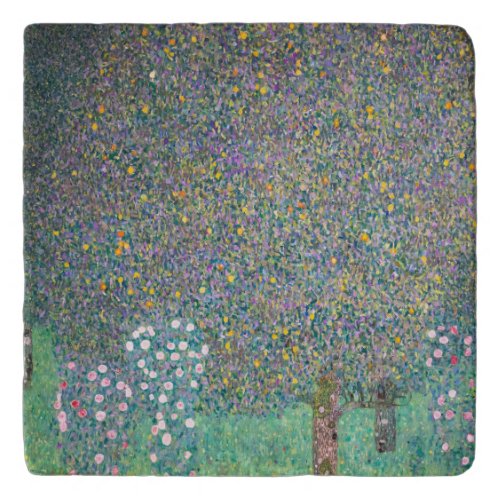 Gustav Klimt _ Rosebushes under the Trees Trivet