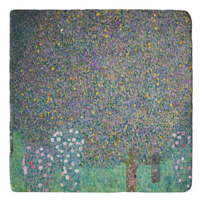Gustav Klimt - Rosebushes under the Trees Trivet (Front)