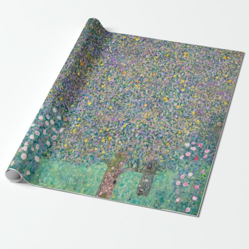 Gustav Klimt _ Rosebushes under the Trees Wrapping Paper