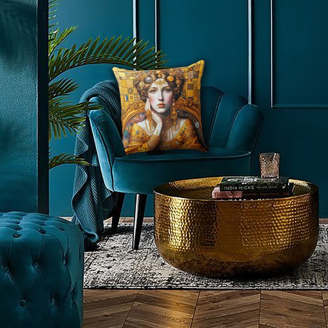 Gustav Klimt Seated Woman Throw Pillow (Creator Uploaded)
