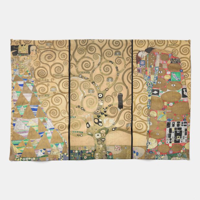 Gustav Klimt - Stoclet Frieze Tree of Life Kitchen Towel (Horizontal)