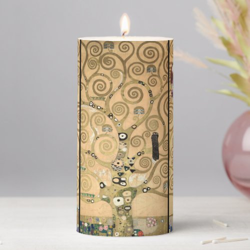 Gustav Klimt _ Stoclet Frieze Tree of Life Pillar Candle