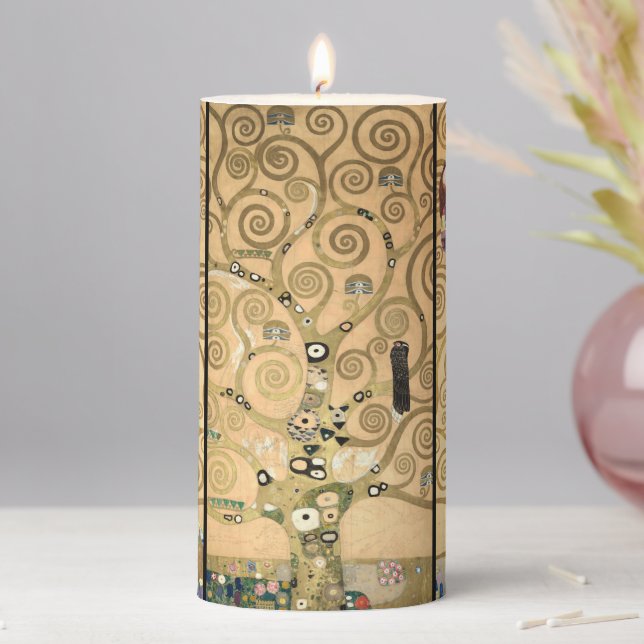 Gustav Klimt - Stoclet Frieze Tree of Life Pillar Candle (In Situ)