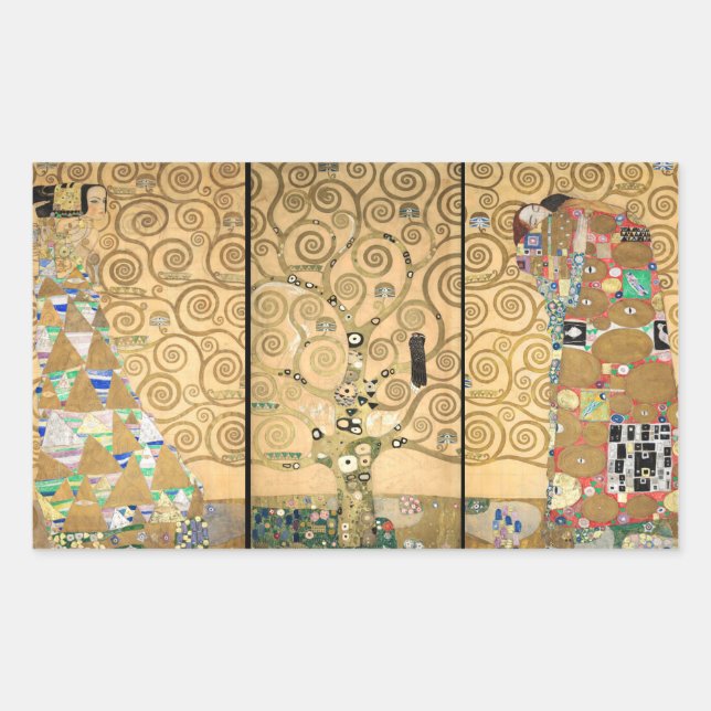 Gustav Klimt - Stoclet Frieze Tree of Life Rectangular Sticker (Front)