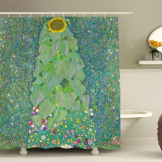 Gustav Klimt Sunflower Art, Art Nouveau Floral Shower Curtain