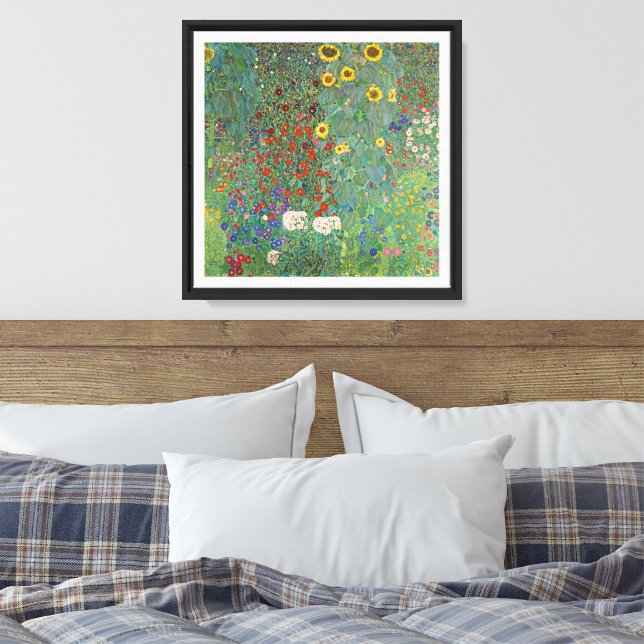 Gustav Klimt Sunflower Garden Canvas Print (Insitu(Bedroom))