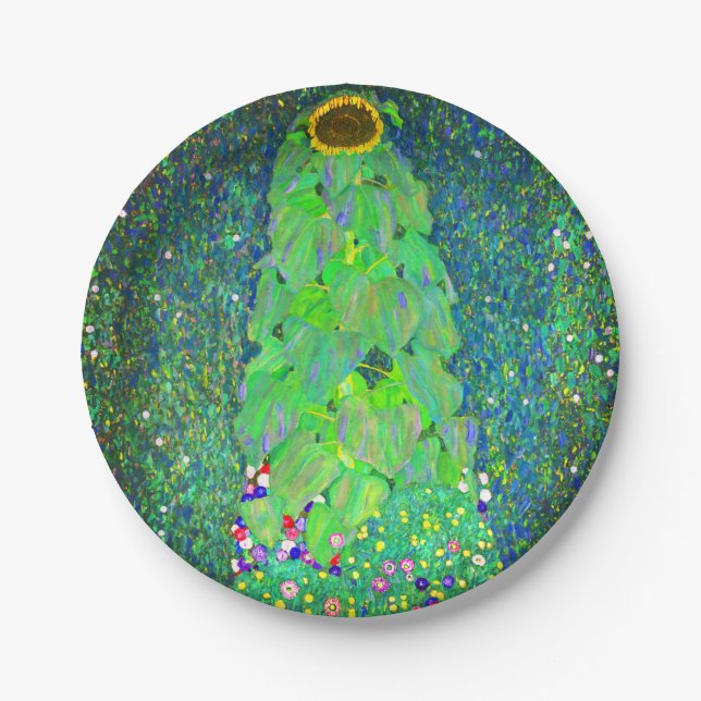 Gustav Klimt Sunflower Paper Plates (Front)