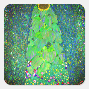 Gustav Klimt Sunflower Square Sticker