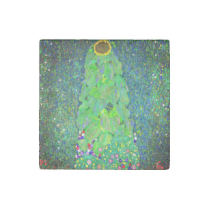 Gustav Klimt Sunflower Stone Magnet