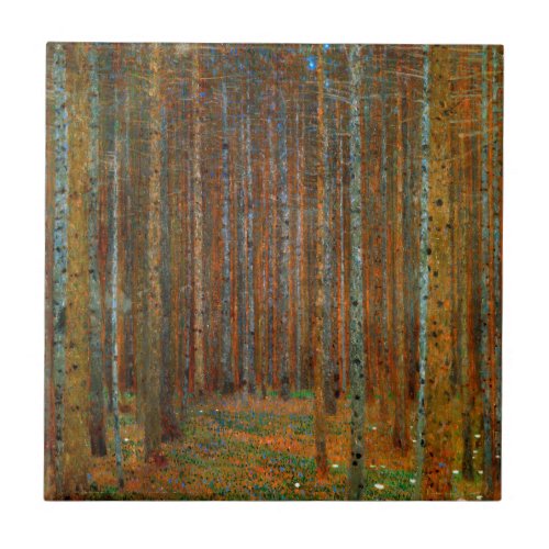 Gustav Klimt _ Tannenwald Pine Forest Ceramic Tile