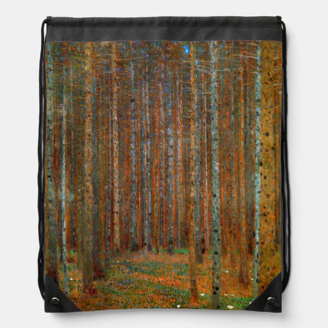 Gustav Klimt - Tannenwald Pine Forest Drawstring Bag (Front)