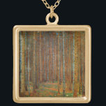 Gustav Klimt - Tannenwald Pine Forest Gold Plated Necklace<br><div class="desc">Fir Forest / Tannenwald Pine Forest - Gustav Klimt,  Oil on Canvas,  1902</div>