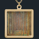 Gustav Klimt - Tannenwald Pine Forest Gold Plated Necklace<br><div class="desc">Fir Forest / Tannenwald Pine Forest - Gustav Klimt,  Oil on Canvas,  1902</div>