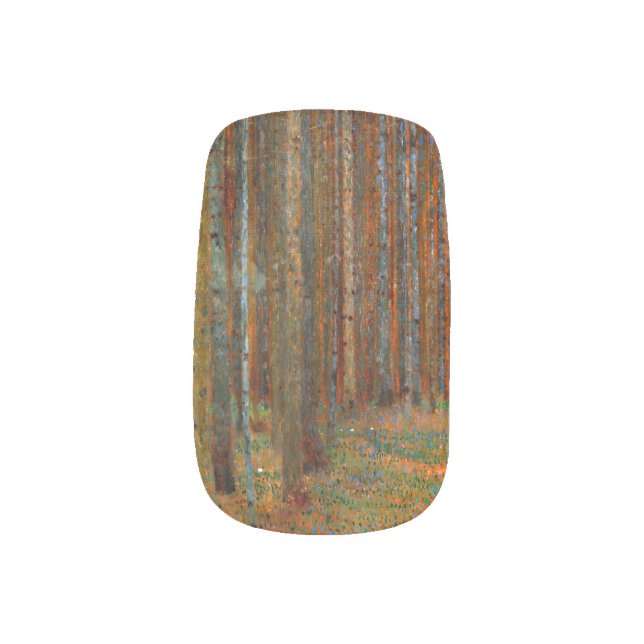 Gustav Klimt - Tannenwald Pine Forest Minx Nail Art (Left Thumb)