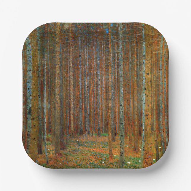 Gustav Klimt - Tannenwald Pine Forest Paper Plates (Front)