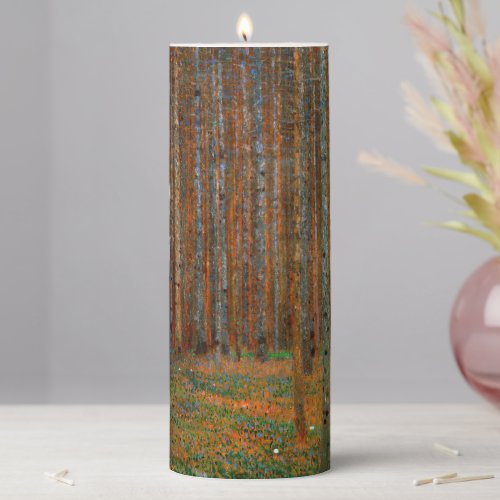 Gustav Klimt _ Tannenwald Pine Forest Pillar Candle