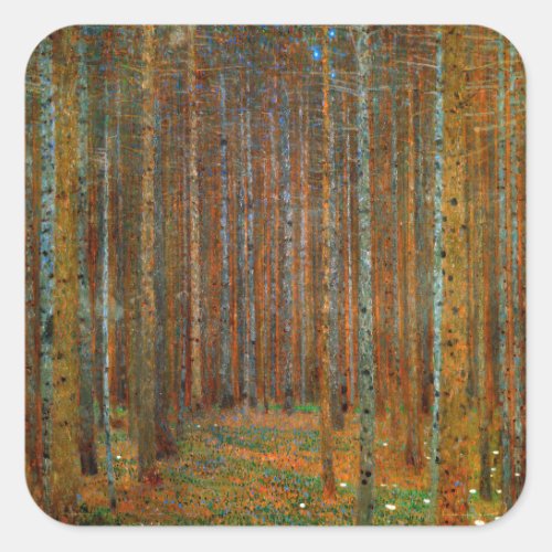 Gustav Klimt _ Tannenwald Pine Forest Square Sticker