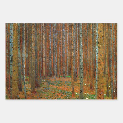 Gustav Klimt _ Tannenwald Pine Forest Wrapping Paper Sheets