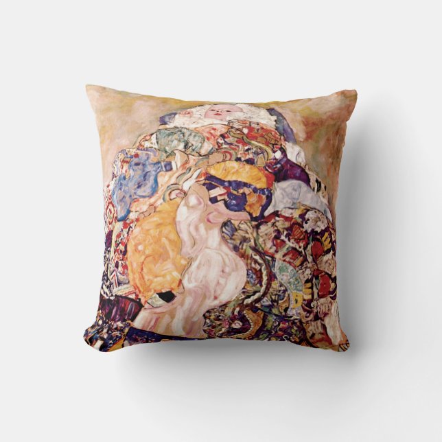 Gustav Klimt - The Baby Cradle - Newborn Throw Pillow (Front)