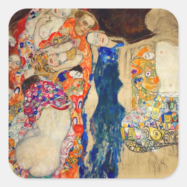 Gustav Klimt - The Bride (unfinished) Square Sticker (Front)