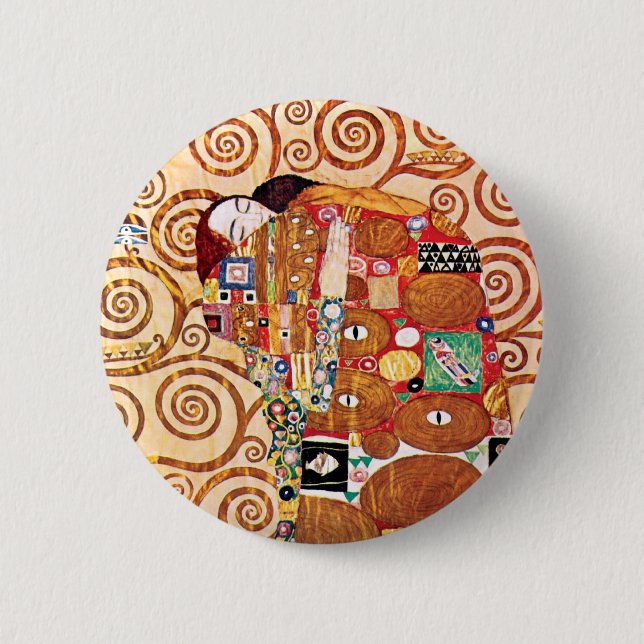 Gustav Klimt - The Embrace - Fine Art Painting Button (Front)