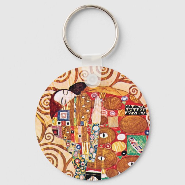 Gustav Klimt - The Embrace - Fine Art Painting Keychain (Front)
