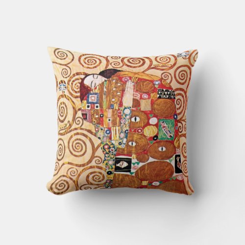 Gustav Klimt _ The Embrace _ Fine Art Painting Throw Pillow