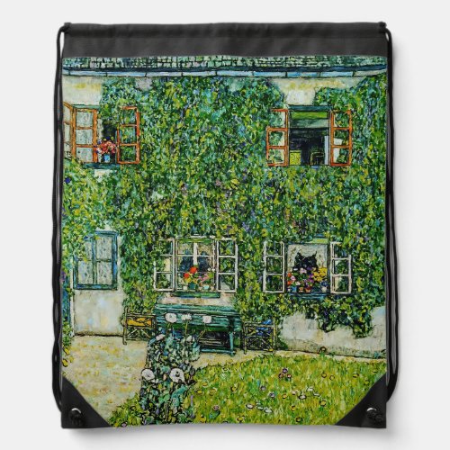Gustav Klimt _ The House of Guardaboschi Drawstring Bag