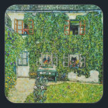 Gustav Klimt - The House of Guardaboschi Square Sticker<br><div class="desc">The House of Guardaboschi / House in Weissenbach of Attersee Lake - Gustav Klimt,  Oil on Canvas,  1912</div>