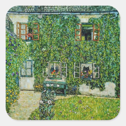 Gustav Klimt _ The House of Guardaboschi Square Sticker