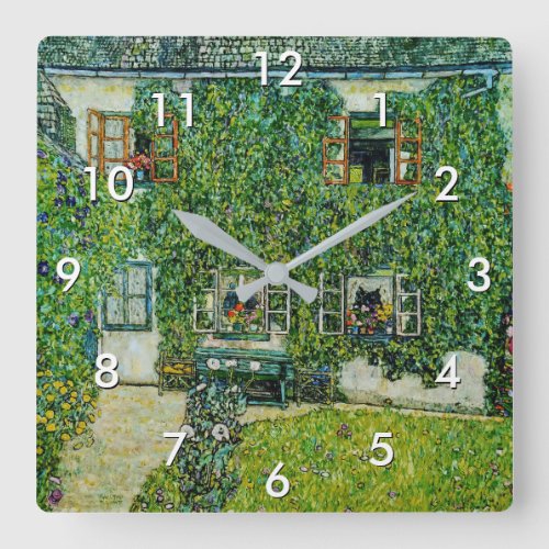 Gustav Klimt _ The House of Guardaboschi Square Wall Clock